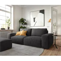 big sofa lanzo l 260x110 cm microfibre noir avec tabouret