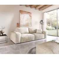 big-sofa lanzo l 260x110 cm cord beige avec tabouret