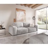 big sofa lanzo l 260x110 cm cord gris argenté avec tabouret