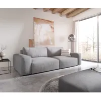 big sofa lanzo xl 270x130 cm microfibre gris avec tabouret