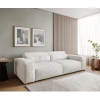 big-sofa sirpio l 260x110 cm bouclee crème-blanc avec tabouret