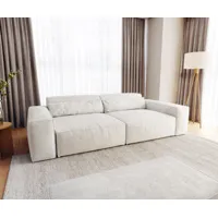 big-sofa sirpio xl 270x130 cm bouclee crème-blanc avec tabouret