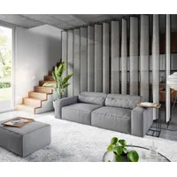 big-sofa sirpio l 260x110 cm microfibre gris avec tabouret