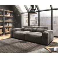 big-sofa sirpio l 260x110 cm microfibre marron kaki avec tabouret