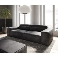 big-sofa sirpio l 260x110 cm cuir synthétique vintage anthracite  avec tabouret