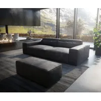 big-sofa sirpio xl 270x130 cm cuir synthétique vintage anthracite  avec tabouret