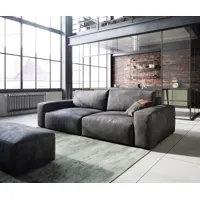 big sofa lanzo l 260x110 cm imitation cuir vintage anthracite avec tabouret