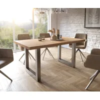 table à manger edge 160x90 chêne nature acier inoxydable large