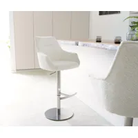 chaise-de-bar alja-flex bouclé blanc pied pivotant réglable en hauteur acier inoxydable pivotant ressorts ensachés