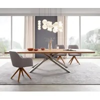 table à manger edge 300x100 chêne nature cadre croisé rectangle acier inoxydable