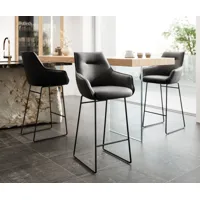 chaise-de-bar alja-flex cuir véritable noir cadre à patins métal noir ressorts ensachés
