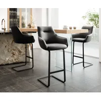 chaise-de-bar alja-flex cuir véritable noir chaise cantilever plate métal noir ressorts ensachés