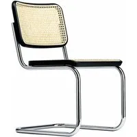 thonet chaise à piétement luge s 32 v - hêtre noir (tp29) teinté - patins en plastique noir avec feutre