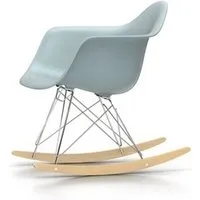 vitra chaise à bascule rar eames plastic  - gris polaire re - chromé - patins érable jaune