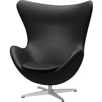 fritz hansen fauteuil egg chair - cuir aura noir - aluminium