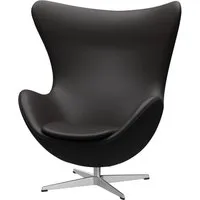 fritz hansen fauteuil egg chair - cuir aura marron-noir - aluminium