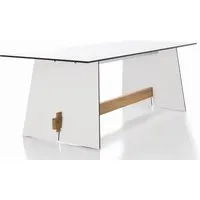 conmoto table tension - barre en teck - blanc - teck