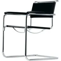 thonet chaise avec accoudoirs s 34/ s 34 n - noir - cuir véritable