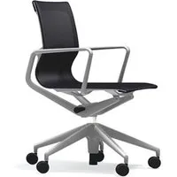 vitra chaise de bureau physix piètement à cinq étoiles - revêtement soft grey - 06 perle noire - gris doux - roulettes pour tapis de sol