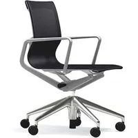 vitra chaise de bureau physix piètement à cinq étoiles - poli - 06 perle noire - gris doux - roulettes pour tapis de sol