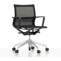 vitra chaise de bureau physix piètement à cinq étoiles - poli - 06 perle noire - noir foncé - roulettes pour tapis de sol