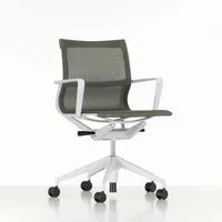 vitra chaise de bureau physix piètement à cinq étoiles - revêtement soft grey - 03 roseau - gris doux - roulettes pour sols durs
