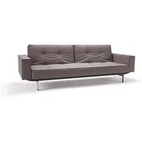 innovation living canapé-lit avec accoudoirs splitback - gris foncé - flashtex - chrome