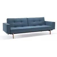 innovation living canapé-lit avec accoudoirs splitback - bleu-gris - mixed dance - orme foncé, conique