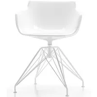 mdf italia chaise avec accoudoirs pivotante flow slim lem - blanc