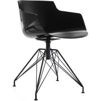 mdf italia chaise avec accoudoirs pivotante flow slim lem - noir