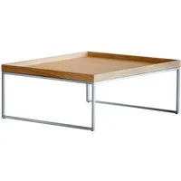 jan kurtz table basse pizzo  - chêne naturel - acier inoxydable - 80 x 36 x 80 cm