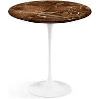 knoll international table d'appoint saarinen - blanc - marbre brown emperador-très brillant - ø 51 cm