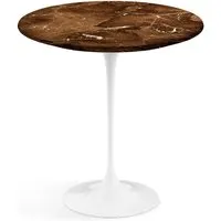 knoll international table d'appoint saarinen - blanc - marbre brown emperador-satiné/mat - ø 51 cm