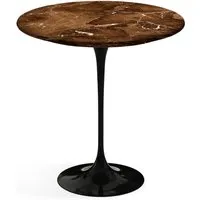 knoll international table d'appoint saarinen - noir - marbre brown emperador-satiné/mat - ø 51 cm