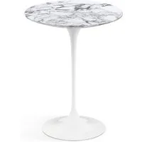 knoll international table d'appoint saarinen - blanc - marbre arabescato-satiné/mat - ø 41 cm