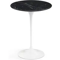 knoll international table d'appoint saarinen - blanc - marbre nero marquina-très brillant - ø 41 cm