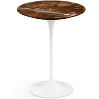 knoll international table d'appoint saarinen - blanc - marbre brown emperador-très brillant - ø 41 cm