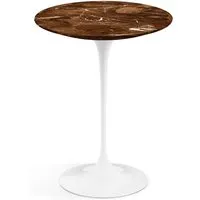 knoll international table d'appoint saarinen - blanc - marbre brown emperador-satiné/mat - ø 41 cm