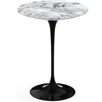 knoll international table d'appoint saarinen - noir - marbre arabescato-très brillant - ø 41 cm
