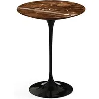 knoll international table d'appoint saarinen - noir - marbre brown emperador-très brillant - ø 41 cm