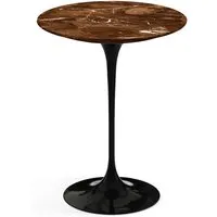 knoll international table d'appoint saarinen - noir - marbre brown emperador-satiné/mat - ø 41 cm
