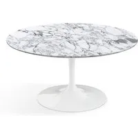 knoll international table basse saarinen - blanc - marbre arabescato-satiné/mat - ø 91 cm