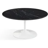 knoll international table basse saarinen - blanc - marbre nero marquina-très brillant - ø 91 cm