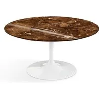 knoll international table basse saarinen - blanc - marbre brown emperador-très brillant - ø 91 cm