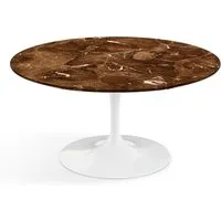 knoll international table basse saarinen - blanc - marbre brown emperador-satiné/mat - ø 91 cm