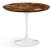 knoll international table de salle à manger saarinen - blanc - marbre brown emperador-très brillant - ø 91 cm
