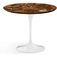 knoll international table de salle à manger saarinen - blanc - marbre brown emperador-satiné/mat - ø 91 cm