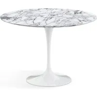 knoll international table de salle à manger saarinen - blanc - marbre arabescato-satiné/mat - ø 107 cm