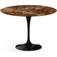 knoll international table de salle à manger saarinen - noir - marbre brown emperador-très brillant - ø 107 cm