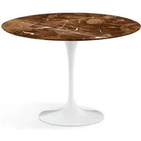 knoll international table de salle à manger saarinen - blanc - marbre brown emperador-très brillant - ø 107 cm